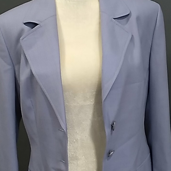 Vtg ESCADA Y2k Office Siren blue Wool blazer Jacket size 8 - Picture 10 of 15